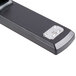 A close-up of a black Universal full strip desktop stapler.