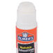 An Elmer's clear glue stick with an orange and white label.