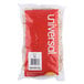 A red plastic bag of Universal beige rubber bands.