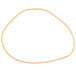 A beige rubber band in a circle on a white background.