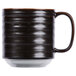 A close up of a black Tuxton Lava China mug.