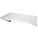 A white rectangular metal shelf with a curved silver edge.