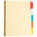 A white file folder with multi-colored tabs.