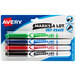 A package of 4 Avery Marks-A-Lot dry erase markers in assorted colors.