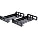A pair of black plastic Universal side load desk trays.
