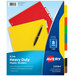 A package of multicolored Avery heavy-duty plastic dividers with tabs and a pen.