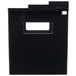 A black rectangular plastic desktop file holder with a handle.
