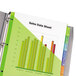 A green Avery binder with 8 multi-color tab dividers and a chart.