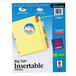 A blue and yellow box of Avery Big Tab dividers with colorful tabs.