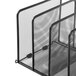 A black wire mesh rack with five sections.