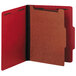A red Universal classification folder with black edges.