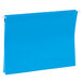 A close-up of a blue UNV14116 hanging file folder with a white border.
