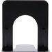 A black metal bookend with a curved arch.