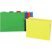 A group of colorful UNV14121 file folders.