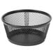 A black mesh storage dish with a handle.