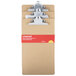 A group of brown Universal hardboard clipboards with silver clips.