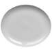 A white Homer Laughlin china platter with a small rim.