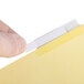 A person using Universal Buff Clear extended length insertable tab dividers to organize a file folder.