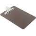 A Universal plastic clipboard with a silver metal clip.
