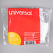 A plastic bag of Universal clear plastic hanging file tabs with white text on a red package.