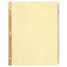 A yellow file folder with Universal clear extended length insertable tabs with gold trim on the paper.