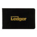 A black Rediform ledger binder with gold text on the cover.