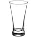 An Acopa flared pilsner beer glass with a clear bottom on a white background.