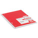 A red Mead 1 subject spiral notebook with white cover.