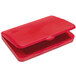 A red plastic box with a lid.