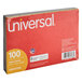 A red Universal box of 100 assorted color ruled index cards.