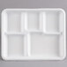 A white Huhtamaki Chinet paper tray with five compartments.