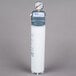 A white cylinder water filtration system with a gauge on top.