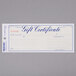 A Rediform Office gift certificate with blue and gold writing in an envelope.