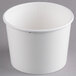A Huhtamaki white paper food cup on a grey background.