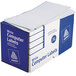 A blue and white box of Avery White Dot Matrix Shipping Labels.