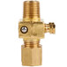 A close-up of a gold metal Avantco dual pilot valve with a threaded nut.