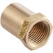 A brass Avantco natural gas orifice with a gold threaded nut with a nut in the middle.