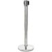 A Lancaster Table & Seating stainless steel crowd control stanchion with a black top.
