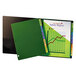 A green Avery file folder with 8 rectangular plastic dividers with multicolor tabs.