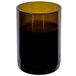 An Arcoroc brown wine tumbler with a brown liquid inside.