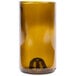An Arcoroc brown glass wine tumbler with a black handle.