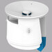 A white circular Bobrick Falcon waterfree urinal cartridge with a blue top.