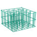A green Microwire catering basket with 16 compartments.