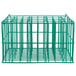 A green Microwire catering glassware basket with 16 compartments.