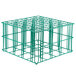 A green wire basket with 16 compartments.