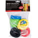 A plastic bag with Tablecraft silicone squeeze bottle bands in assorted colors.