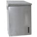 A stainless steel rectangular wall mounted storage cabinet with a lid.