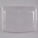 A clear plastic Sabert catering tray with a high dome lid.