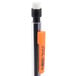 A Bic mechanical pencil with a clear barrel and orange cap on white background.