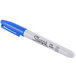 A close-up of a blue Sharpie marker with a white cap.